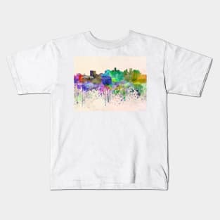 Denver skyline in watercolor background Kids T-Shirt